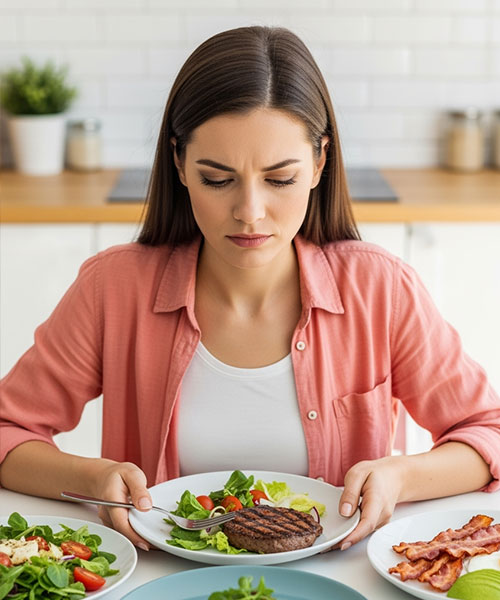 Woman looking tired at diet